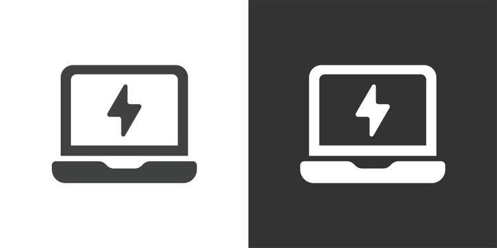 Laptop in Charging Status icon. Solid glyph series icon