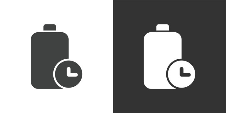 Battery with Time Indicator icon. Solid glyph series icon