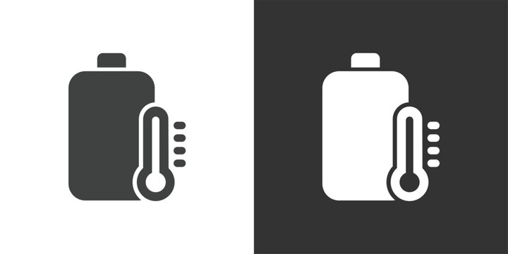 Battery Temperature Heat Indicator icon. Solid glyph series icon