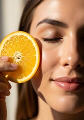 Woman with Orange Slice - Natural Beauty and Skincare.
