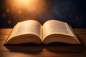 Open Book with Warm Light and Bokeh