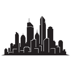 Obraz premium Modern City Skyline Silhouette with Skyscrapers