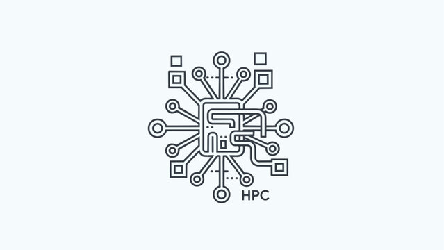 High Performance Computing Chip Icon Technology.