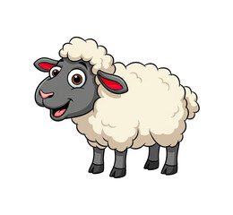 Obraz premium Cartoon Sheep Illustration Standing with Happy Expression on Transparent Background