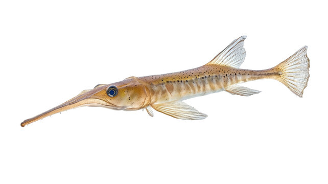 Realistic illustration of a longnose gar fish on transparent background