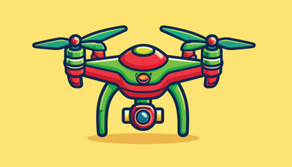 Cartoon Drone with Camera for Aerial Photography and Videography.