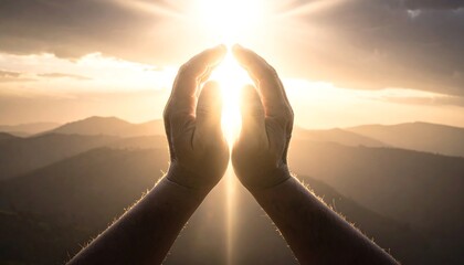 Hands reaching for the sun - A symbol of hope and faith.