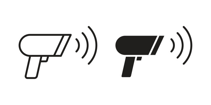 Barcode scanner icons in a black filled and outlined style. Set of vector icons
