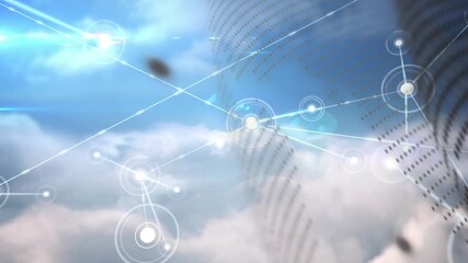 Animation of network of connections over spinning globe - Powered by Adobe