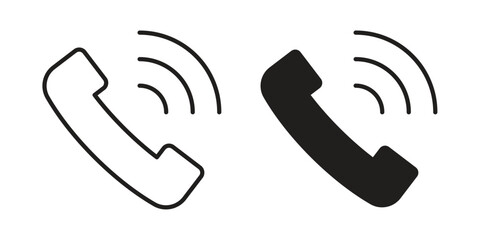 Obraz premium Call icons in a black filled and outlined style. Set of vector icons
