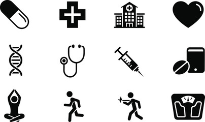 Emergency icons set, safety symbols, rescue signs, medical alert, fire protection, evacuation tools, disaster response, emergency preparedness, hazard indicators