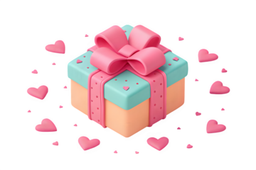 gift box with heart on transparent background 