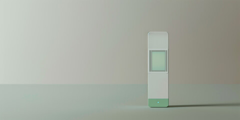 n off-white modular home air quality sensor with a sage green indicator strip on a warm light gray background.