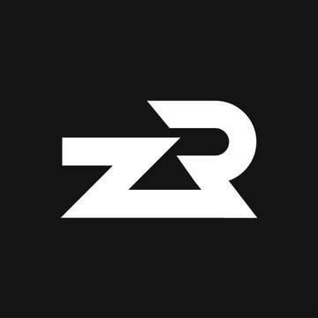 Abstract ZR Monogram Logo Design on Black Background. Modern Geometric White Icon for Branding and Corporate Identity.