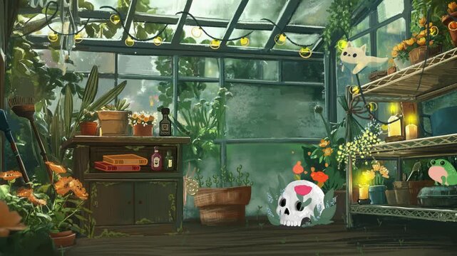 Ghost Vtuber Overlay, Animated Gothic Greenhouse, Animated Screen Stream, Stream Overlay, Stream Scenes, Twitch Overlay,  BRB, Starting Soon, Ending Soon, Thanks for Watching,