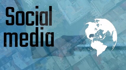 Animation of social media and globe over hands of african american man using smartphone - Powered by Adobe