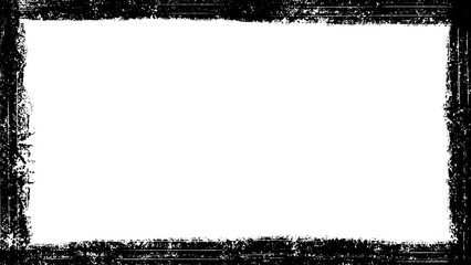 四方に黒い木炭で線を引いた長方形のペイントフレーム。かすれた墨のグランジイラスト。アートワークやプロモーションに適したレトロでビンテージな印象のイラスト素材