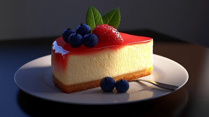 Delicious cheesecake dessert food photography fresh berries