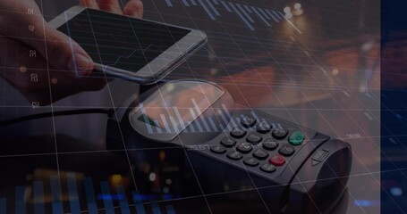 Animation of american dollar banknotes and payment terminal - Powered by Adobe