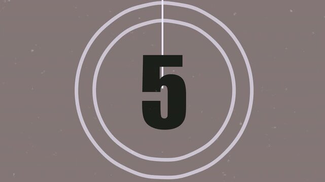Old film countdown leader animation featuring warm sepia tones with authentic analog texture, rotating circles, dust, and scratches. Perfect for retro movie openings, documentary visuals, cinematic tr