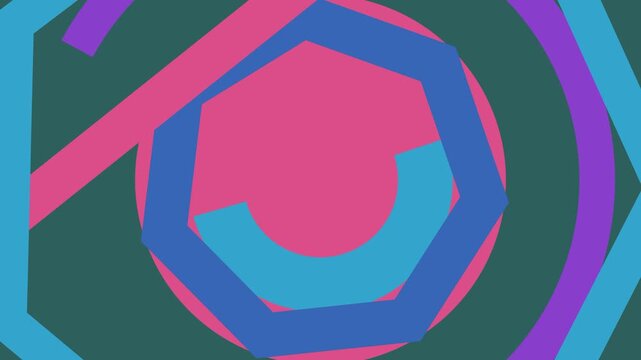 Abstract geometric animation with evolving shapes and depth