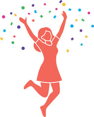 Fototapeta premium Joyful Woman Celebrating International Women's Day with Confetti Illustration