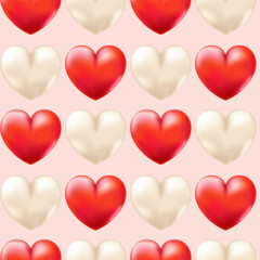 The seamless pattern of the heart is white and red. Love.