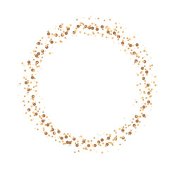 Gold circle sparkle frame. Golden splatter, wedding ornament