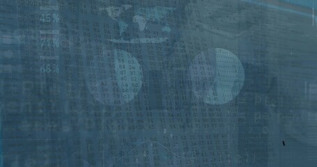 Animation of statistical data processing against empty computer server room - Powered by Adobe