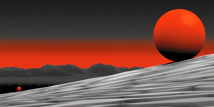 Dramatic Sunset Over Snowy Mountain Landscape