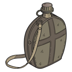 military flask with gas mask