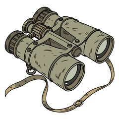 vintage binoculars on white background