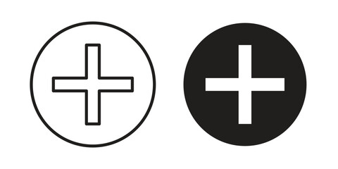 Obraz premium Plus icons in a black filled and outlined style. Set of vector icons