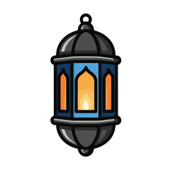 A colorful lantern with a glowing candle inside