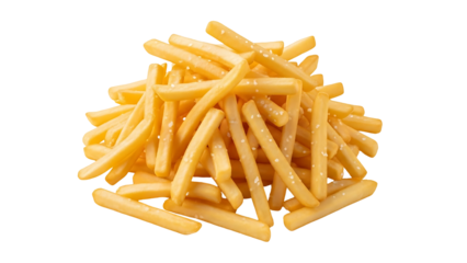 Large pile of golden french fries with salt seasoning