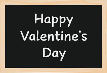 Obraz premium Happy Valentine's Day Greeting on Vintage Chalkboard with Wood Frame and Hand-Drawn Chalk Lettering Vector Illustration