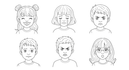 Six facial expressions of children happy sad angry neutral and surprised © Mithun