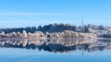 Frosty Day at Weissensee in Bavaria Allgaeu Germany with great sunny Winter Vibes High quality photo