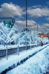streets in Sarajevo covered with snow