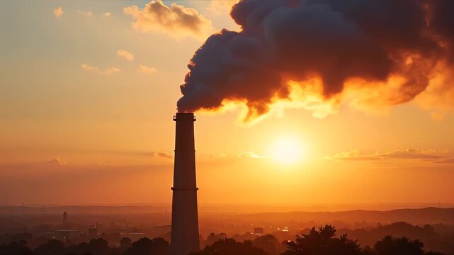 Araffe smokestack emiting from a chimney in a city