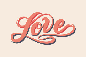 love typography vector icon, romantic love lettering design, heart text typography icon, love word creative lettering, romance typography vector icon, love text decorative design
