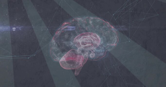 Opening with 3D holographic brain model rotating, revealing inner parts visualizing neural network