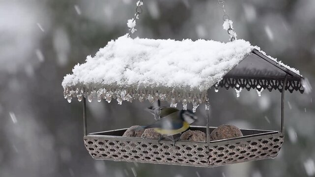 M&eacute;sange charbonni&egrave;re &agrave; la mangeoire