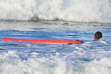 Surfing in the Atlantic Ocean , clear water and perfect waves © GenadiyGM