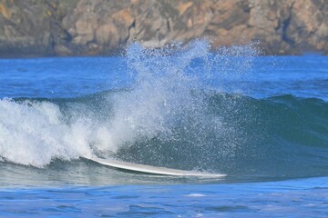 Surfing in the Atlantic Ocean , clear water and perfect waves © GenadiyGM