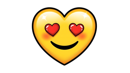 Heart eyes emoji isolated on transparent background