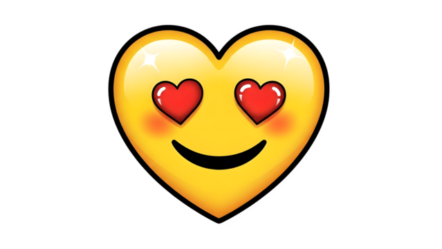Heart eyes emoji isolated on transparent background - Powered by Adobe