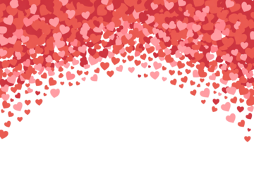 Red Hearts Border in Whimsical Style with Soft Pink Gradient in Digital Frame for Valentines Day