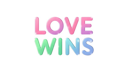 Love wins text on isolated on transparent background