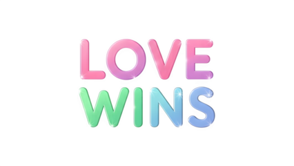 Love wins text on isolated on transparent background